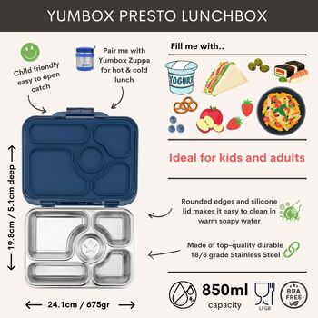 Boîte à Bento étanche Yumbox Presto RVS - Bleu Santa Fe 2