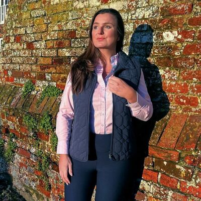 Grenouille Ladies Plain Navy Peach Finish Diamond Gilet