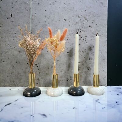 Halbmondförmiger Kerzenständer aus Marmor - Ziarat Weiß