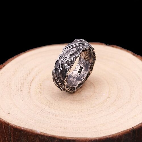 Vintage Inspired Rock Ring -Solid Silver