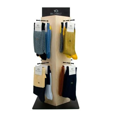 Wooden display for socks
