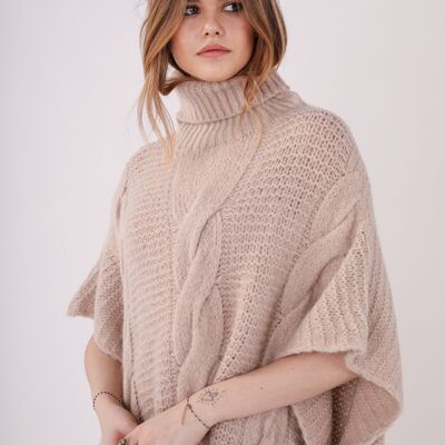 Pancho-Rollkragenpullover aus seidigem Material mit Wolle - PANCHO