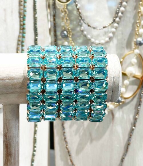 Bracelet en cristal K9 de haute qualité - Turquoise - Forme rectangle