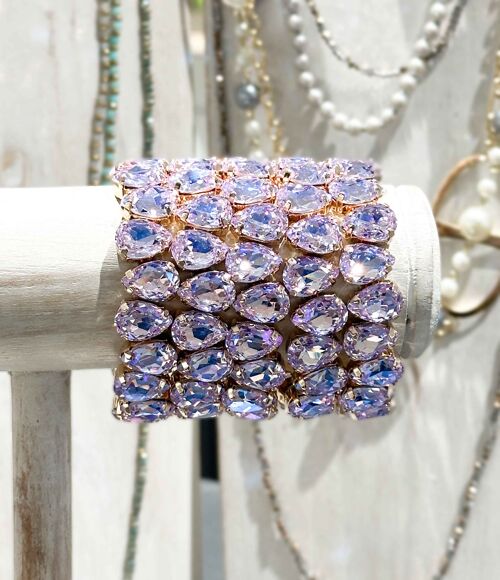 Bracelet en cristal K9 de haute qualité - Violet - Forme goutte