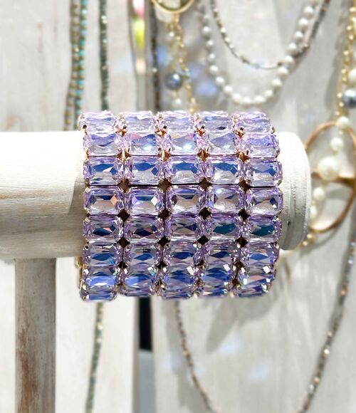 Bracelet en cristal K9 de haute qualité - Violet - Forme rectangle