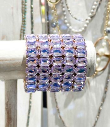 Bracelet en cristal K9 de haute qualité - Violet - Forme rectangle 1