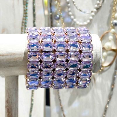 High Quality K9 Crystal Bracelet - Purple - Rectangle Shape