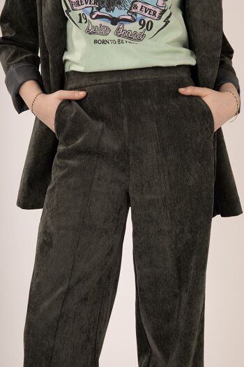 Pantalon coupe droite avec zip qu le coté en velour - PANTI 2