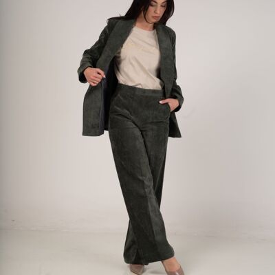 Straight cut velvet pants with side zip - PANTI