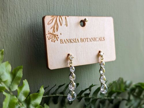 Gold Cubic Zirconia Dangle Stud Earrings