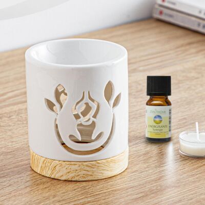 Céramy Series Perfume Burner – Yogi – Lacquered Ceramic Candle Holder – Diffusion of Scented Waxes, Essential Oils – Decorative Gift Idea