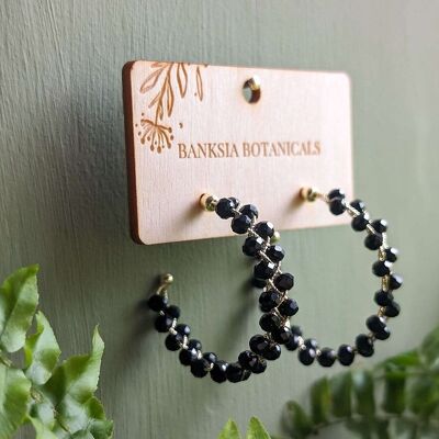 Black Beaded Hoop Earrings