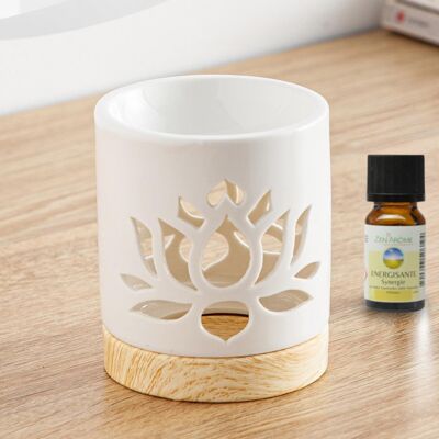 Quemador de perfume serie Céramy – Nenúfar – Portavelas de cerámica lacada – Difusión de ceras aromáticas, aceites esenciales – Idea decorativa de regalo
