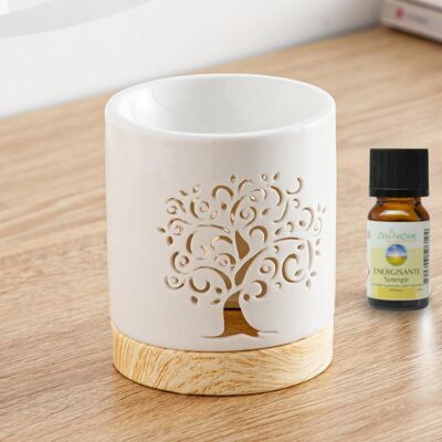 Céramy Series Perfume Burner – Life Tree – Lacquered Ceramic Candle Holder – Diffusion of Scented Waxes, Essential Oils – Decorative Gift Idea
