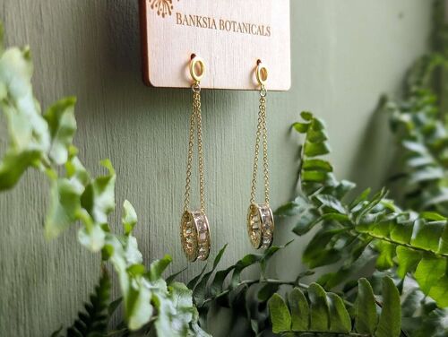 Gold Cubic Zirconia Roman Numeral Dangle Earrings