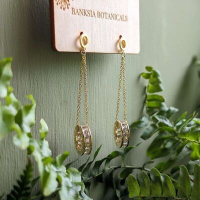 Gold Cubic Zirconia Roman Numeral Dangle Earrings