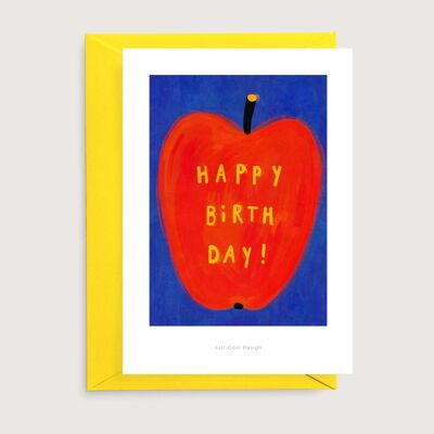 Feliz cumpleaños manzana | tarjeta de ilustración
