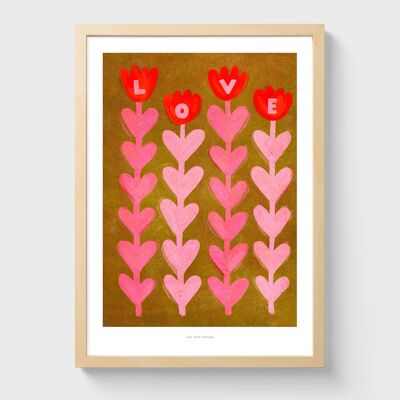 A3 Fleurs d’amour | Impression d’art d’illustration