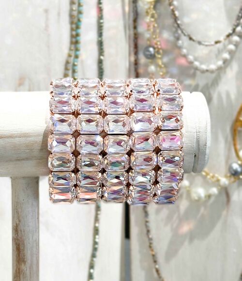 Bracelet en cristal K9 de haute qualité - Rose Pâle - Forme rectangle