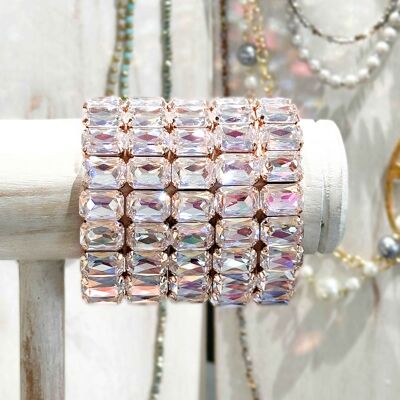 High quality K9 crystal bracelet - Pale Pink - Rectangle shape