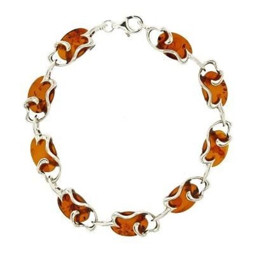 Cognac Amber Wiggle Bracelet with Presentation Box