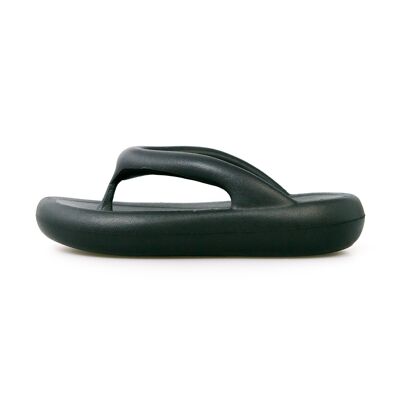 Rox noir. Sandale esclave plate en EVA avec semelle épaisse double densité, douce, confortable et légère.
