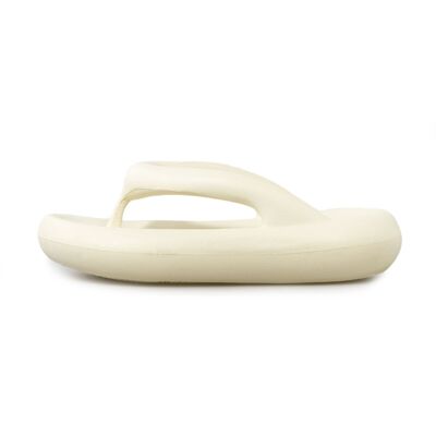 Roxe Blanc cassé. Sandale esclave plate en EVA avec semelle épaisse double densité, douce, confortable et légère.