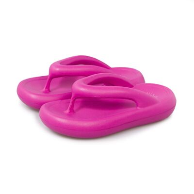 Roxe rose fuxia. Sandale esclave plate en EVA avec semelle épaisse double densité, douce, confortable et légère.