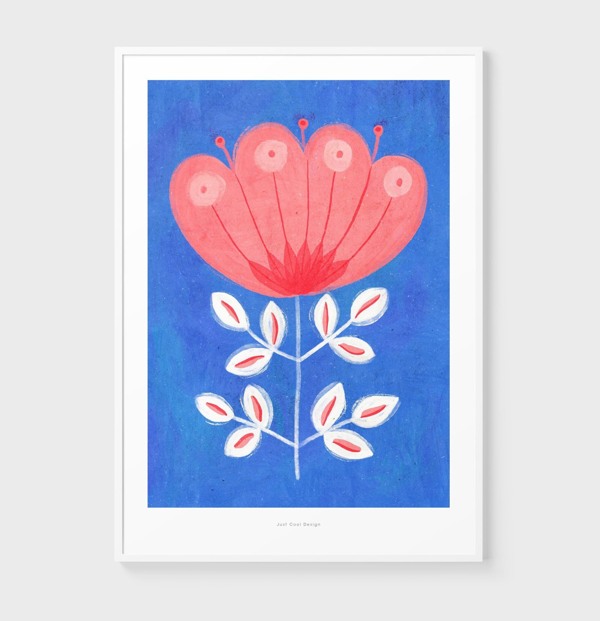 A3 Fiore rosa | Stampa artistica di illustrazione