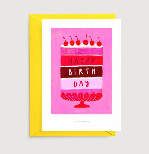 Birthday cherry cake | Illustration card