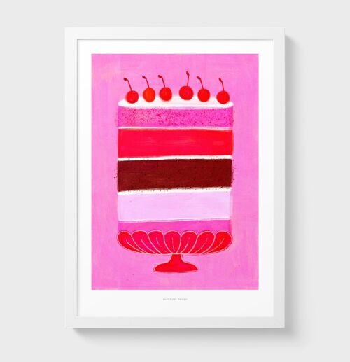 A3 Cherry cake | Illustration art print