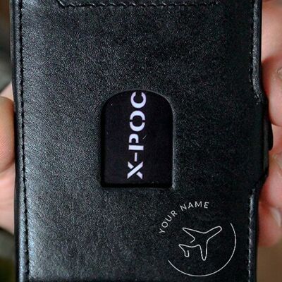 Porta carte di credito X-POC “Aereo + Nome” Personalizzabile