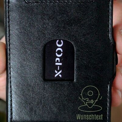 Porta carte di credito X-POC “freccia + testo desiderato” personalizzabile