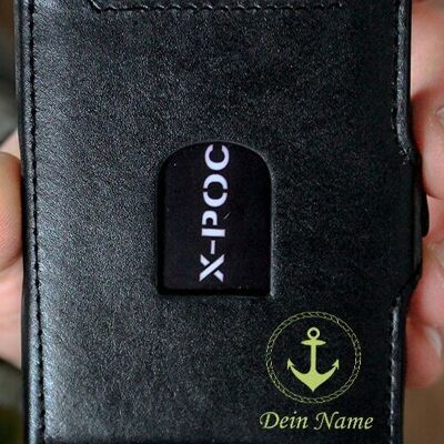 Porta carte di credito X-POC “Ancora + Il tuo nome” Personalizzabile