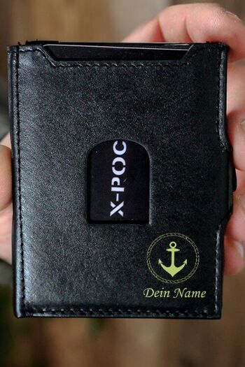 Étui pour cartes de crédit X-POC « Anchor + Your Name » Personnalisable 1