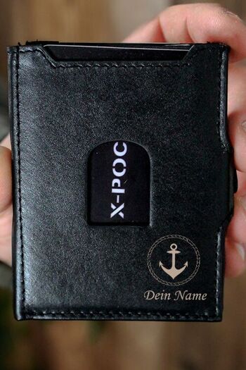 Étui pour cartes de crédit X-POC « Anchor + Your Name » Personnalisable 5