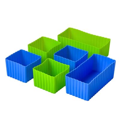 Yumbox Silicone Bento lunchbox cups set of 6 mini cubes - Blue / Green
