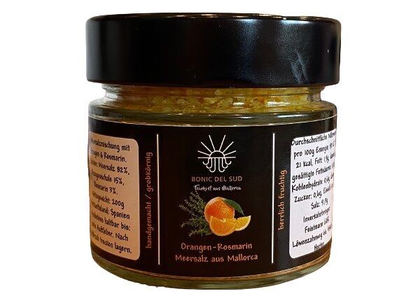 Sale marino con fruttato di arancia e rosmarino di Maiorca