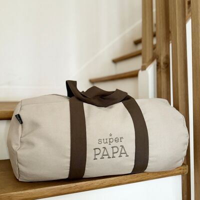 Embroidered two-tone duffel bag - Super Dad - father's day