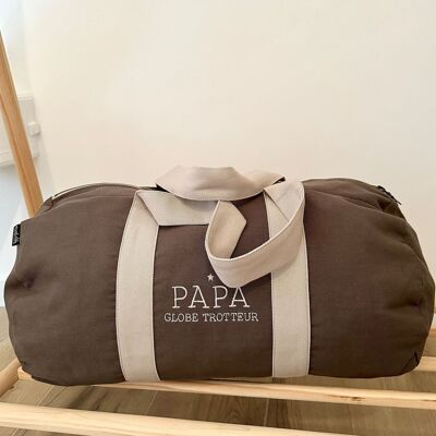 Embroidered two-tone duffel bag - Papa Globe Trotteur - Father's Day