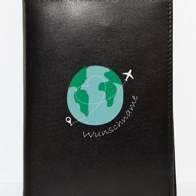 Couverture de passeport "Monde + Nom" personnalisable