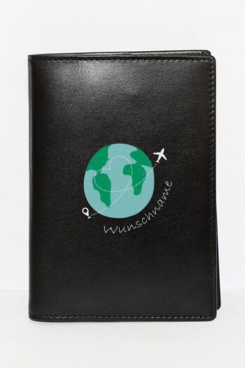 Couverture de passeport "Monde + Nom" personnalisable 1