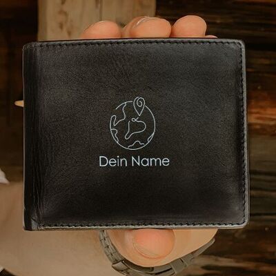 Wallet for men "Earth + Name - Middle" Personalizable