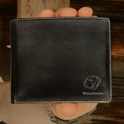 Men's wallet "World + Name" Personalizable