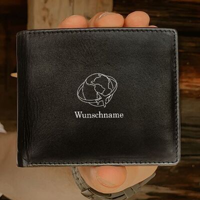 La billetera de hombre "Mundo + Nombre - Medio" se puede personalizar