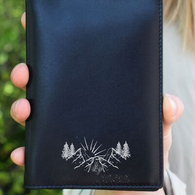 Funda para pasaporte "Montañas-Bosque-Sol"