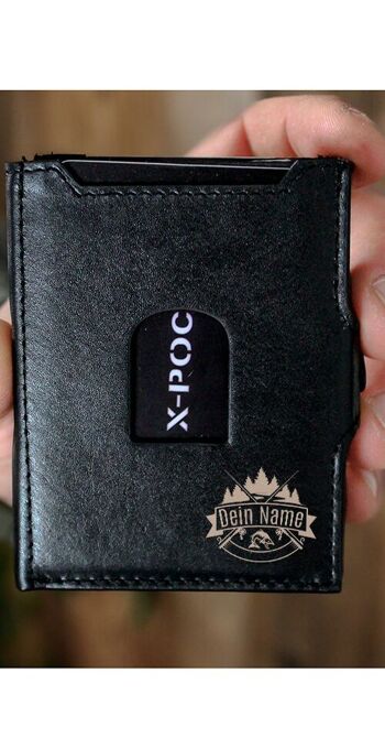 Porte-carte de crédit X-POC en cuir véritable "Angel Emblem + Name" Personnalisable 2