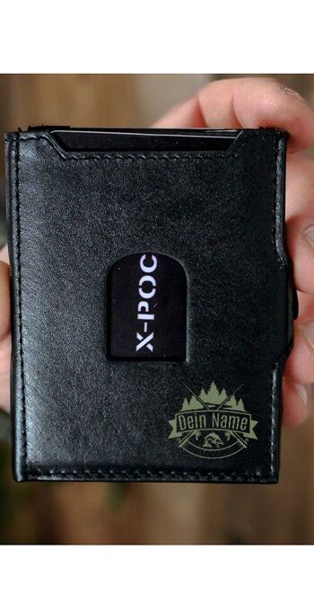 Porte-carte de crédit X-POC en cuir véritable "Angel Emblem + Name" Personnalisable 12