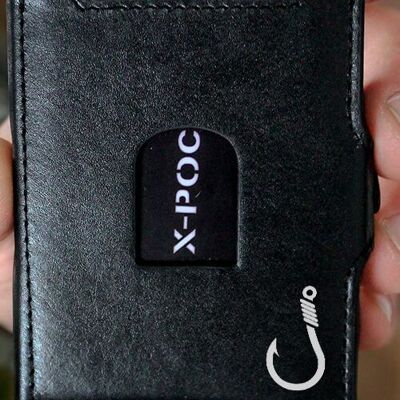 Étui pour cartes de crédit X-POC en cuir véritable "Fishhook"