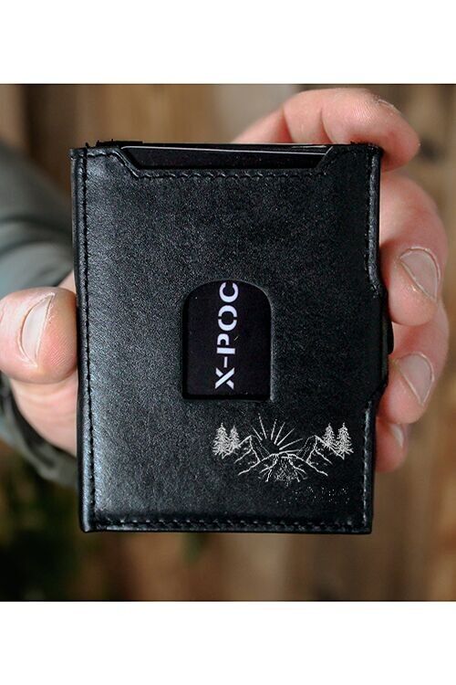 X-POC Kreditkartenetui aus echten Leder "Berg & Wald"